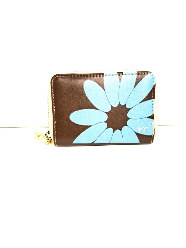 Orla authentic Kylie wallet navy blue yellow floral flower print Canvas Zip Around Wallet